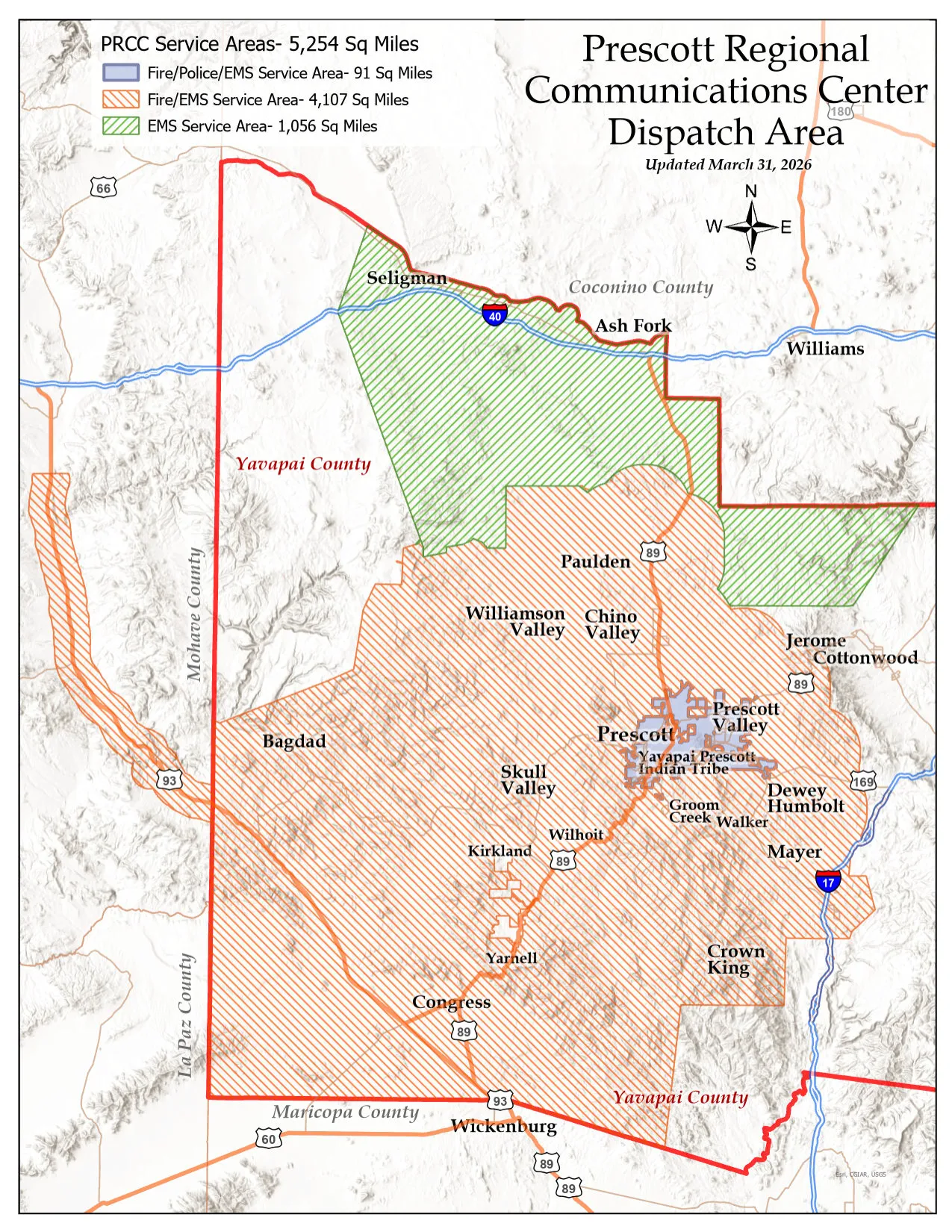 PRCC Service Areas - 5,254 Sq. Miles
